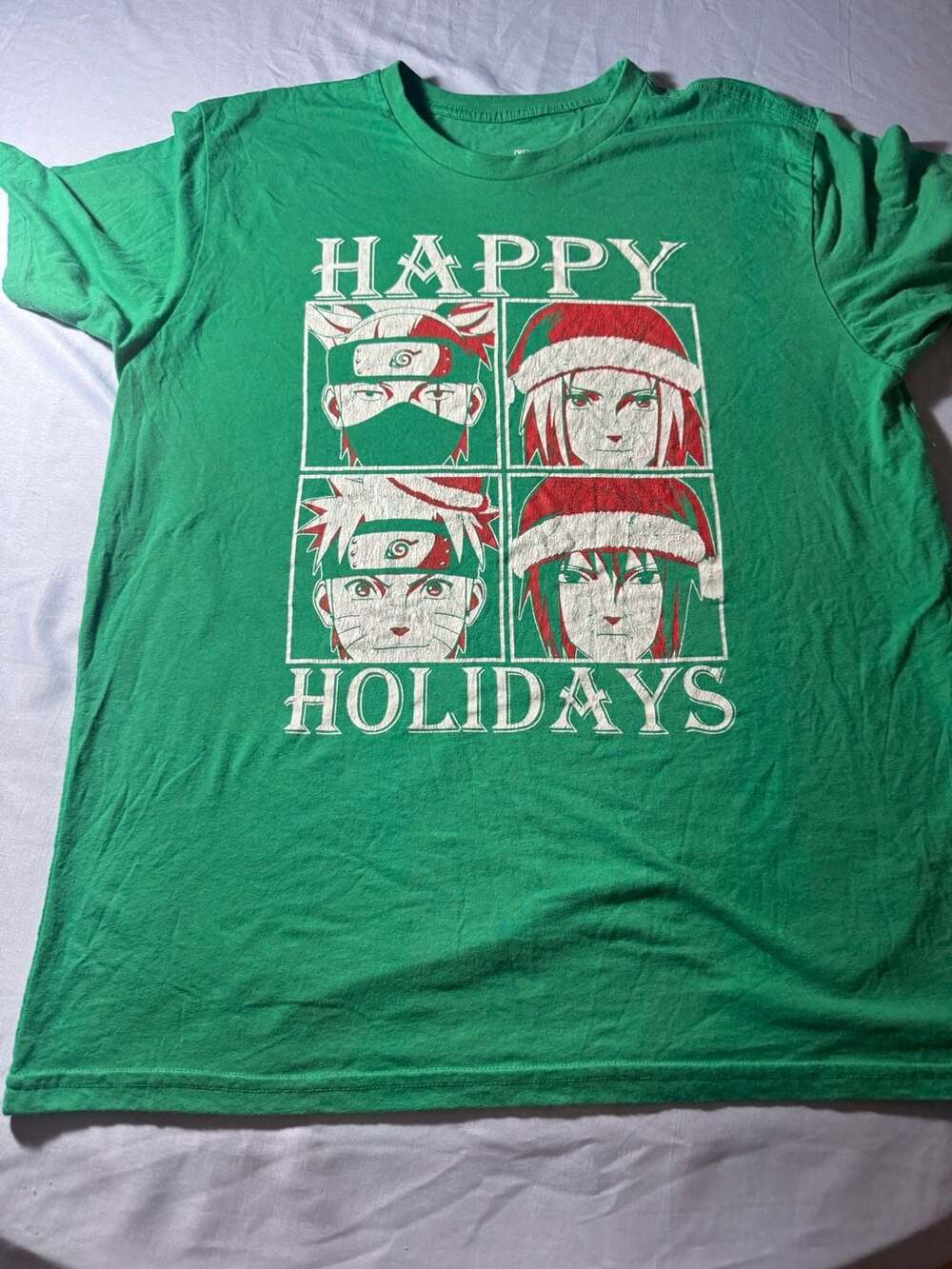 Naruto Shippuden Happy Holidays T-Shirt Green XL